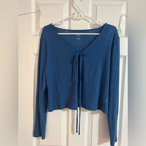 Women's Blue Long Sleeve tie layer